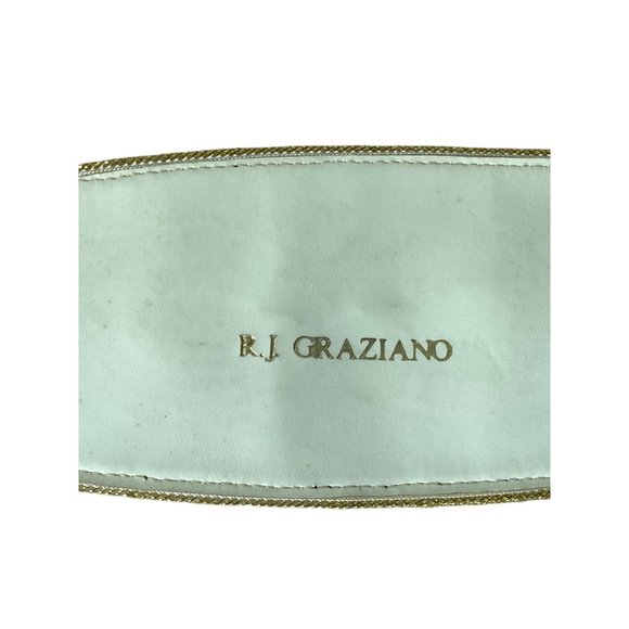 1980s leather cinch belt with gold crest by designer R.J. Graziano Size 28" - 33 - Picture 5 of 5